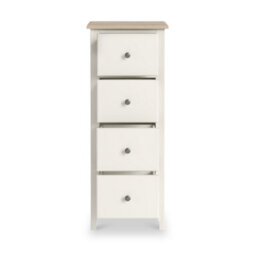 Roseland Furniture Celine Coconut White Oak Top 4 Drawer Tallboy Chest - thumbnail 5