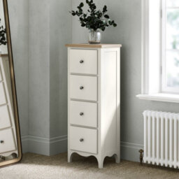 Roseland Furniture Celine Coconut White Oak Top 4 Drawer Tallboy Chest - thumbnail 2