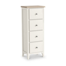 Roseland Furniture Celine Coconut White Oak Top 4 Drawer Tallboy Chest