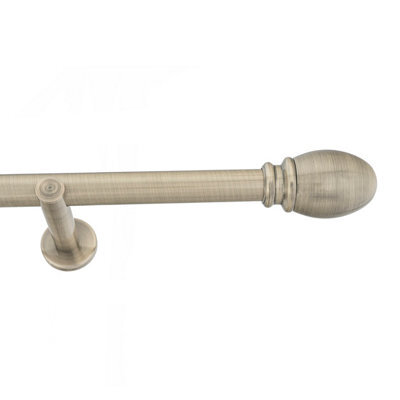 Toolty Antique Brass Metal Curtain Pole 25mm With Finials Rod Modern Brackets Oval 390Cm