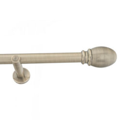 Toolty Antique Brass Metal Curtain Pole 25mm With Finials Rod Modern Brackets Oval 390Cm