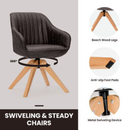 Costway Set Of 2 Swivel Accent Chair Ergonomic Armchairs Writing Desk Chairs - thumbnail 5