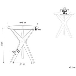 Wyld And Coco Round End Table 45Cm - Tempered Glass Top, Rubberwood Legs, Scandinavian Style - thumbnail 3