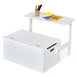 Gainoom 3-In-1 White Desk And Chair Set Kids Convertible Activity Bench Table - thumbnail 8