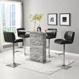 Furniture in Fashion Parini Melange Marble Effect Bar Table 4 Candid Black Stools