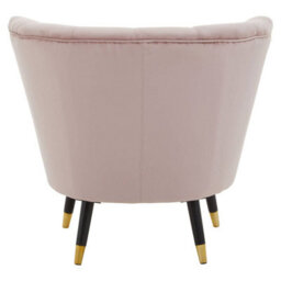 Orsina Dusty Pink Velvet Chair With Black Wood & Gold Finish Legs, Backrest Armchair, Easy To Clean Dining Chair - thumbnail 4