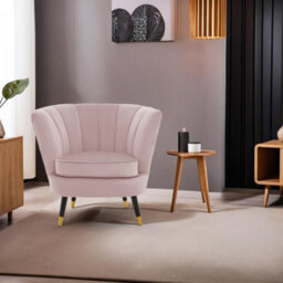 Orsina Dusty Pink Velvet Chair With Black Wood & Gold Finish Legs, Backrest Armchair, Easy To Clean Dining Chair - thumbnail 5