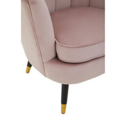Orsina Dusty Pink Velvet Chair With Black Wood & Gold Finish Legs, Backrest Armchair, Easy To Clean Dining Chair - thumbnail 6