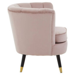 Orsina Dusty Pink Velvet Chair With Black Wood & Gold Finish Legs, Backrest Armchair, Easy To Clean Dining Chair - thumbnail 3