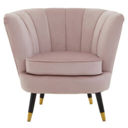 Orsina Dusty Pink Velvet Chair With Black Wood & Gold Finish Legs, Backrest Armchair, Easy To Clean Dining Chair - thumbnail 1