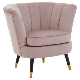 Orsina Dusty Pink Velvet Chair With Black Wood & Gold Finish Legs, Backrest Armchair, Easy To Clean Dining Chair - thumbnail 2