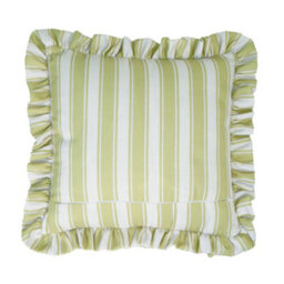 rucomfy Beanbags Rucomfy Linen Look 45X45Cm Cushion - Olive Green Frilled Ditsy Stripe Design - thumbnail 5