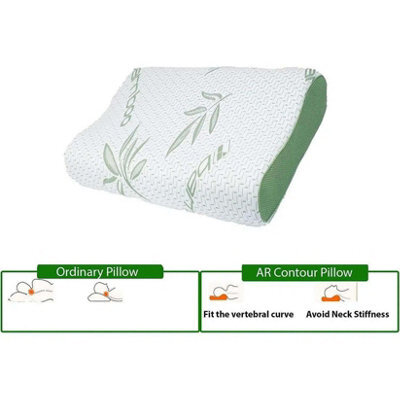 ARLinens Cantoor Pillow Memory Foam Filled Bamboo Removable Outer Cover Orthopedic Head Neck Support Contour Shape Pillow - image 1