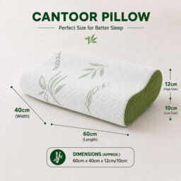 ARLinens Cantoor Pillow Memory Foam Filled Bamboo Removable Outer Cover Orthopedic Head Neck Support Contour Shape Pillow - thumbnail 6