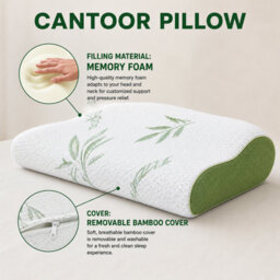 ARLinens Cantoor Pillow Memory Foam Filled Bamboo Removable Outer Cover Orthopedic Head Neck Support Contour Shape Pillow - thumbnail 7