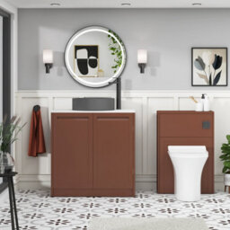 Royal Bathrooms Royal Bathroom Elmore 800mm Terracotta Clay Freestanding Countertop Bathroom Vanity Unit 2 Door With Art Round Basin - thumbnail 5