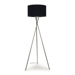 Valuelights Camden Brushed Chrome Tripod Floor Lamp With Black Drum Shade And Bulb - thumbnail 4