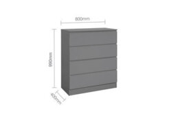 Grey 3 Piece Furniture Set Chest Of Drawers Bedside Tables Birlea Oslo - thumbnail 9
