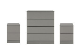 Grey 3 Piece Furniture Set Chest Of Drawers Bedside Tables Birlea Oslo - thumbnail 1