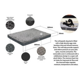 Pet Bed With Charcoal Infused Memory Foam - Dog Or Cat Orthopaedic Mattress With Zipped Cover & Anti-Slip Bottom - Small - thumbnail 7