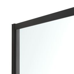 GoodHome Ahti Matt Black Textured Minimal Frame Walk-In Wet Room Glass Screen Printed With Aluminium Grid (H)195Cm (W)119Cm - thumbnail 5