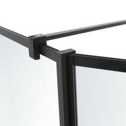 GoodHome Ahti Matt Black Textured Minimal Frame Walk-In Wet Room Glass Screen Printed With Aluminium Grid (H)195Cm (W)119Cm - thumbnail 6
