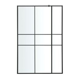 GoodHome Ahti Matt Black Textured Minimal Frame Walk-In Wet Room Glass Screen Printed With Aluminium Grid (H)195Cm (W)119Cm - thumbnail 3