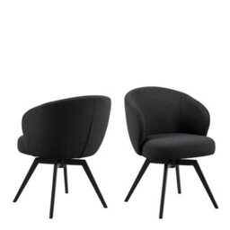 Wyld Haus Auckland 120Cm Round Dining Set - Natural Oak Effect Table With Black Base + 4 Black Swivel Chairs - thumbnail 6