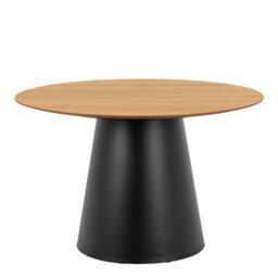 Wyld Haus Auckland 120Cm Round Dining Set - Natural Oak Effect Table With Black Base + 4 Black Swivel Chairs - thumbnail 4
