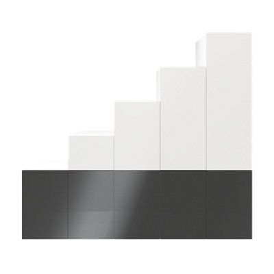 GoodHome Atomia Gloss Anthracite & White Chipboard Wardrobe (H)2250mm (W)3000mm (D)580mm - image 1