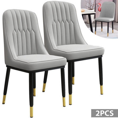 2Pcs Dining Chairs Set Leather Padded Seat Metal Leg Kitchen Restaurants Chair - image 1