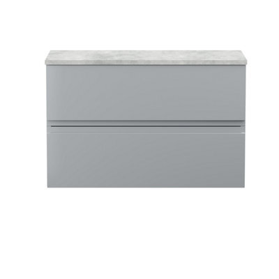 Balterley Mavesyn Contemporary 2 Drawer Wall Hung Vanity Unit With Laminate Worktop, Satin Grey, 805mm - image 1