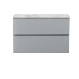 Balterley Mavesyn Contemporary 2 Drawer Wall Hung Vanity Unit With Laminate Worktop, Satin Grey, 805mm