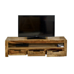 Wyld Haus London Natural Mango Wood Large Tv Cabinet With 3 Drawers And 1 Shelf 1500mm - thumbnail 3