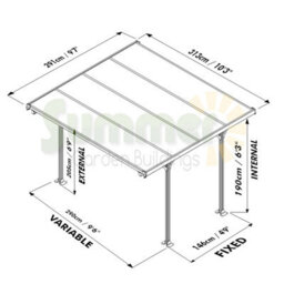 Aluminium Gazebo With Tinted Polycarbonate Roof, Adjustable Posts, Grey, 3.1X2.9M - thumbnail 5