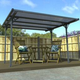 Aluminium Gazebo With Tinted Polycarbonate Roof, Adjustable Posts, Grey, 3.1X2.9M - thumbnail 1