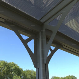Aluminium Gazebo With Tinted Polycarbonate Roof, Adjustable Posts, Grey, 3.1X2.9M - thumbnail 3