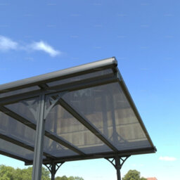 Aluminium Gazebo With Tinted Polycarbonate Roof, Adjustable Posts, Grey, 3.1X2.9M - thumbnail 2