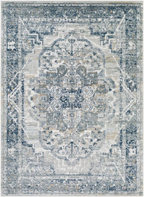 Livabliss Jolie-Vintage Grey Beige Blue Brown Traditional Boho Living Dining Bedroom Rug 200 X 275 Cm Easy Care, Non Shedding - image 1