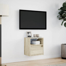 Berkfield Durable Tv Wall Cabinet With Led Lights Sonoma Oak 41X31X45 Cm - thumbnail 4
