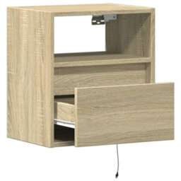 Berkfield Durable Tv Wall Cabinet With Led Lights Sonoma Oak 41X31X45 Cm - thumbnail 9
