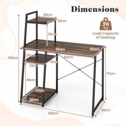 Costway Home Office Desk Computer Desk Pc Laptop Table W/ Bookshelf & Host Stand - thumbnail 2