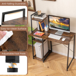 Costway Home Office Desk Computer Desk Pc Laptop Table W/ Bookshelf & Host Stand - thumbnail 8