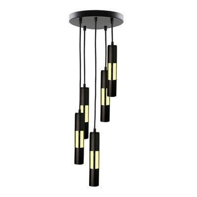 Luminosa Lighting Luminosa Magnum Cluster Pendant Ceiling Light Black, Gold, 30Cm, 5X Gu10