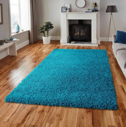 Teal Blue Shaggy Area Rug, 5 Cm Thick Fluffy Carpet For Living Room, Bedroom & Hallway, Anti-Shed & Durable Home Decor (160X230) - thumbnail 4