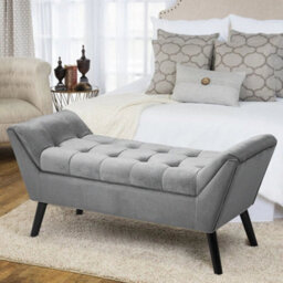 Upholstered Chaise Longue Bench Bed End Stool Chair Window Seat With Wood Legs - thumbnail 5