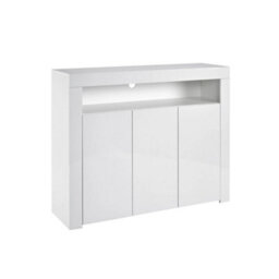 3 Door White Sideboard Storage Cabinet Display Led Lights Cupboard Buffet - thumbnail 2