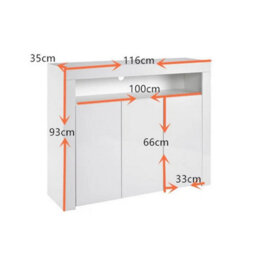 3 Door White Sideboard Storage Cabinet Display Led Lights Cupboard Buffet - thumbnail 4