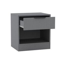 Urbn-Living Urbnliving 45Cm Width 1-Drawer Bedside Grey Table Cabinet Nightstand Storage Shelf Bedroom Furniture Unit - thumbnail 4