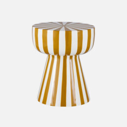 Sweeek - Side Table Coffee Table Bedside Table Enamelled Steel Two-Tone Stripes Yellow Ochre 34X34X41 Cm - Ziggy - thumbnail 1